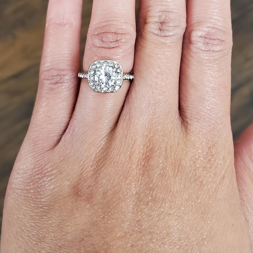 CZ Crystal Square Ring